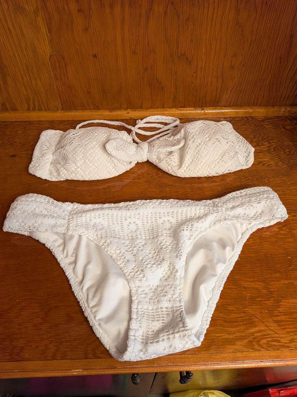 Victoria's Secret Bridal White Crochet Bandeau Bikini Set NWOT Wedding